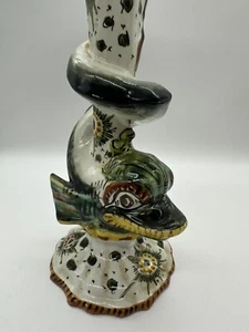 Jarrón de cerámica italiano vintage Faenza mayólica anguila dragón Capodimonte MCM - Imagen 1 de 7