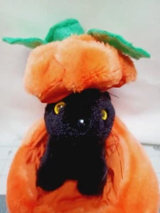 Vintage Fiesta schwarze Katze im Kürbis Plüschtier Stofftier Spielzeug Halloween Rarität - Bild 1 von 11