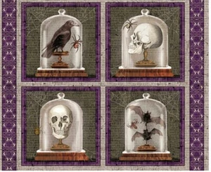 Blank Quilting - Halloween 💀Spooky Vibes 36" Charcoal Quilting Fabric Panel - Picture 1 of 3