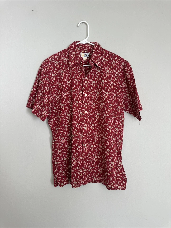Reyn Spooner Hawaiian Shirt Mens M Red Floral Terracotta Boho Print Button Down - Image 1 of 4