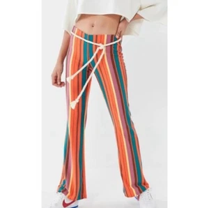 URBAN OUTFITTERS Bali Flare Leg Striped Retro Multicolor Pants Size XS - Picture 1 of 4