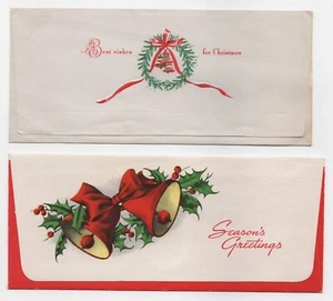 TWO (2) 1960's Christmas XMAS Currency Dollar Bill Gift Envelopes - Vintage - Picture 1 of 3