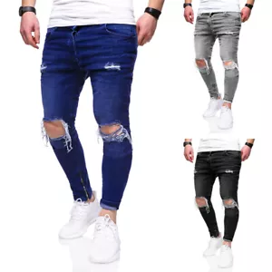 behype. Herren Destroyed Jeans Hose Slim-Fit 80-2399 Schwarz/Grau/Blau NEU - Bild 1 von 7
