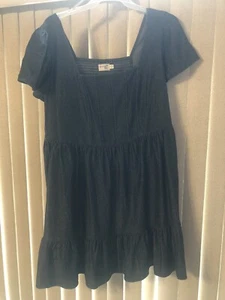 Terra Sky Square Neck Swing Dress NWT Sz 2X (1”20W-22W) Black Enzyme Wash - Picture 1 of 2
