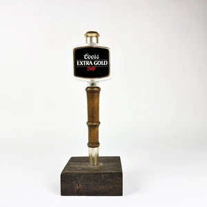 Vintage Coors Extra Gold Draft Lucite Acrylic Wooden Wood Beer Tap Handle - Picture 1 of 14