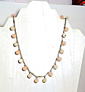 Fossil Brand Necklace w/gorgeous 8mm glass charm beads Gold-tone Pale pink - Picture 1 of 6