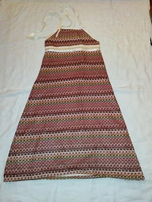 Handmade Zig Zag Knit Halter Top Maxi Dress Size 16 18 Red Yellow Black  #8 - Image 1 of 4