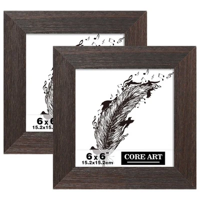 6x6 Picture Frame, Handmade Wood Rustic Brown Photo Frames Set of 2, High Def... - Image 1 of 4