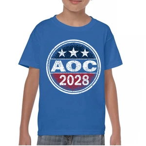 AOC 2028 for President Youth T-shirt Alexandria Ocasio-Cortez Democrat Kids - Picture 1 of 43