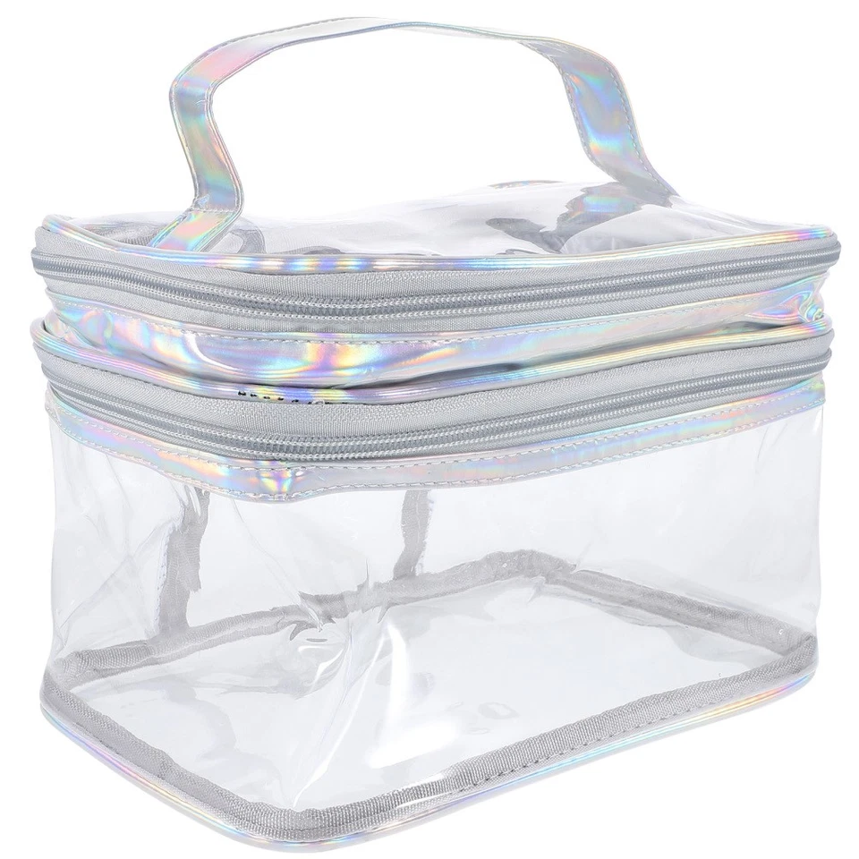  Trousse de toilette transparente, trousse de maquillage à Double couche, grand - Photo 1/4