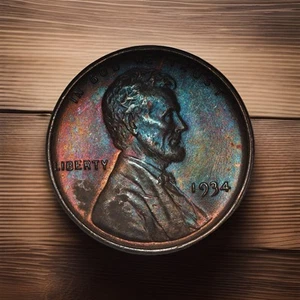 1934 Lincoln Wheat Penny, Gem BU, Beautiful Toning - Picture 1 of 7