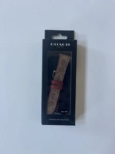 Bracelet Coach Apple Watch en cuir marron gaufré, 38 mm/40 mm/41 mm - Photo 1 sur 5