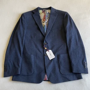 Robert Graham Men Size 44R Wool Blend Blazer Sport Coat Navy Blue - Picture 1 of 13