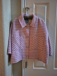 CECE TWEED ROSA/ELFENBEIN KASTIG GESCHNITTEN 3/4 ARM JACKE/ Schmuckknöpfe/ Größe L Neu mit Etikett - Bild 1 von 13