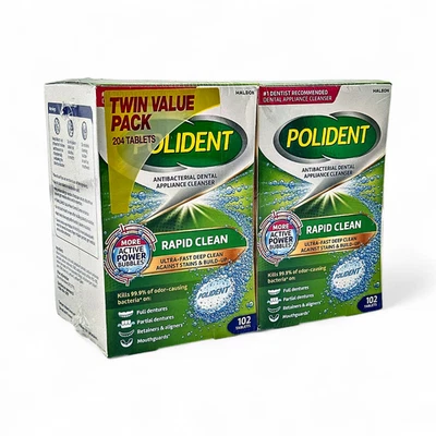 Tabletas limpiadoras antibacterianas de limpieza rápida Polident paquete de 2 Foto 1 de 4