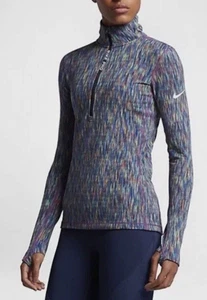 Nike Pro Hyperwarm Athletic Fit Multi-Color 1/4 Zip Pullover Thumbhole Women's L - Picture 1 of 10
