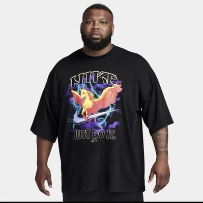 Nike Pegasus Logo Men's Black T-Shirt Oversized Fit  Sz Large NEW FJ1089-010 - Image 1 of 4