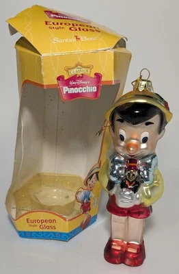 2001 Disney Pinocchio With Jiminy Cricket Hand Blown Glass Christmas Ornament - Image 1 of 4