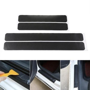 Carbon Fiber 4 Pcs Car Door Protective Sticker 3D Film Universal Black Durable - Foto 1 di 8