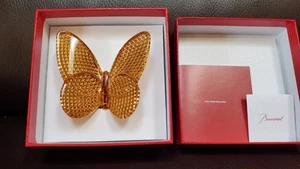 BACCARAT CRYSTAL PAPILLON LUCKY BUTTERFLY DIAMOND GOLD FIGURINE #2812663 - Picture 1 of 11