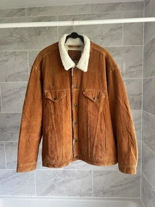 Levi’s Premium Vintage Fit Corduroy Sherpa Trucker Jacket Cord - XXL - Brown - Picture 1 of 7