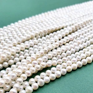 Grade AA 4mm Freshwater Pearl Beads – Natural Cream White Genuine Round Pearls - Picture 1 of 10