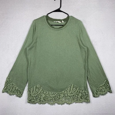 Suéter de encaje de lana y cachemir Soft Surroundings para mujer manga campana verde Fairycore Foto 1 de 4