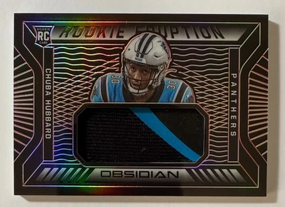 2021 Panini Obsidian Chuba Hubbard Red Electric Etch Rookie Eruption RC 05/10 - Image 1 of 2