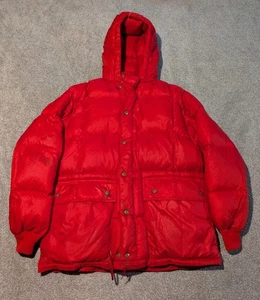 Giacca vintage Eddie Bauer uomo media rossa Kara Koram piumino anni 70 puffer coat parka - Foto 1 di 20