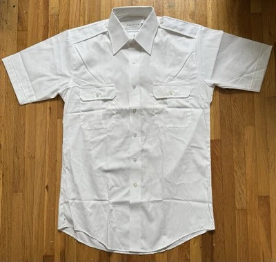 Van Heusen White Short Sleeve Aviator Style Button Down Shirt Size Neck 16 - Image 1 of 4
