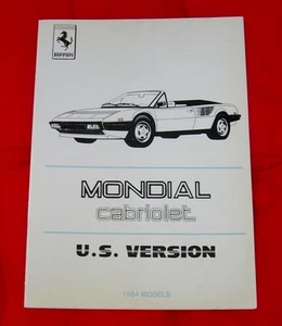 Ferrari Mondial Cabriolet RARE Owners Handbook, Supplement USA 1984 Eng/Ita Text - Bild 1 von 7