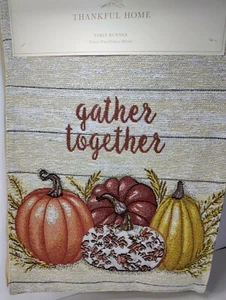 Fall Harvest. "Gather Together" Table Runner. 13"X72". Thankful Home. New. - Picture 1 of 6