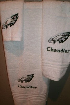 Juego de toallas de baño personalizadas Eagles Football 3 piezas, cualquier equipo, bordadas Foto 1 de 4