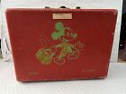 Rare Neevel 1950's Walt Disney Mickey Mouse Suitcase Red Good Condition