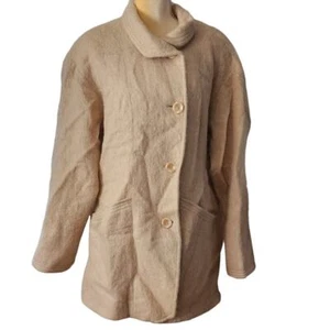Loring Vintage ecru Cream Wool Mohair Blend Fuzzy Jacket Plus Size 16 - Picture 1 of 5