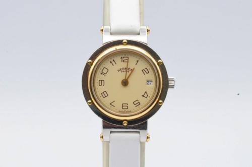 HERMÈS HERMES PARIS OROLOGIO DA DONNA QUARZO 20MM ACCIAIO ORO CLIPPER 3 BRACCIALE VINTAGE CL4.210
