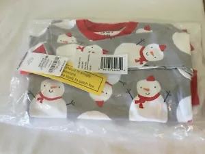 NWT Carter's Gray Snowman Pajamas Set kids Cotton Christmas - Picture 1 of 1