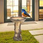 Resin Feeder Tree House Statue Figurine Backyard Deck Garden Bird Bath Bowl