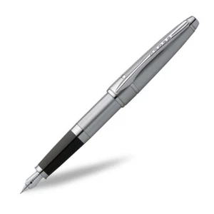 Cross Apogee Fine Nib Fountain Pen Chrome Black Blue Ink Gift Boxed Tip - Picture 1 of 13