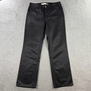 Vintage Y2K Gap Bootcut Pants Womens 8 Shiney Glossy 5-Pocket Jeans Moto Biker - Picture 1 of 8