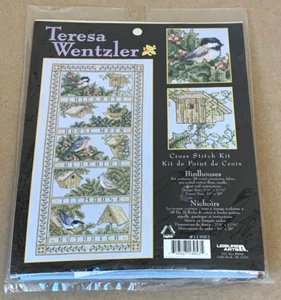 Leisure Arts / Teresa Wentzler "Birdhouses" Birds Cross Stitch Kit NIP - Picture 1 of 2
