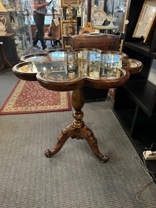 Vintage Maitland Smith Removable Mirror Flower Form Top Side Table - Picture 1 of 12