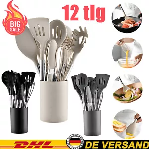 Juego de 12 utensilios de cocina de silicona juego de utensilios de cocina cuchara cubiertos. - Imagen 1 de 18