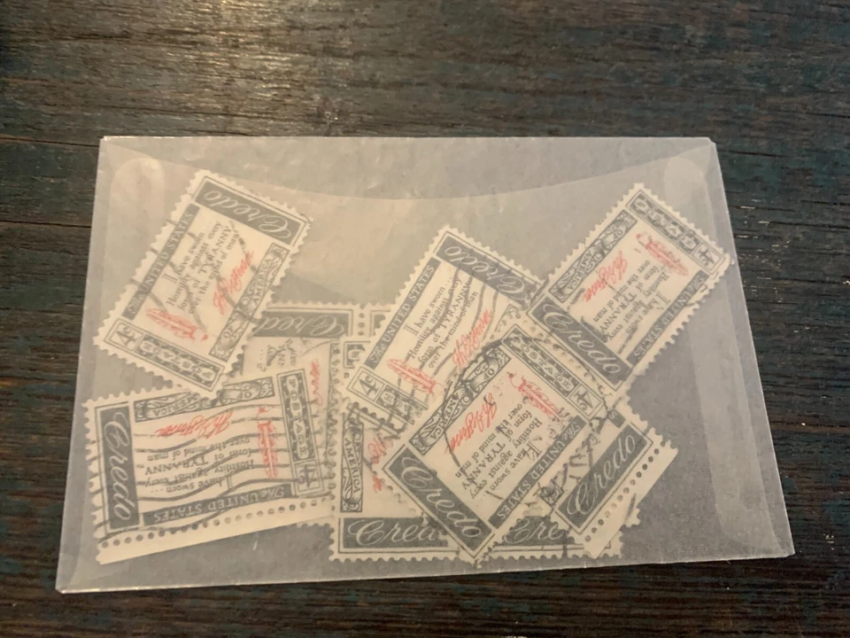 USA Stamp Stamped 4c Hostility Against Tyranny Edge Lot of 12 Used - Image 1 of 4