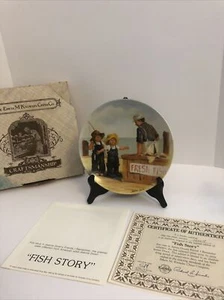 Edwin M Knowles China Co “Fish Story” Collectors Plate In Original Pkg - Picture 1 of 7