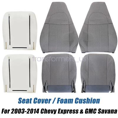 Fits 03-14 Chevy Express GMC Savana Work Van Driver Passenger Cloth Seat Cover - Image 1 of 4