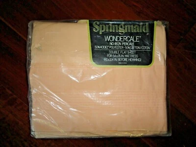 SPRINGMAID WONDERCALE PLEATED TEA ROSE PEIGNOIR PASTELS (1) FULL FLAT SHEET   - Image 1 of 4