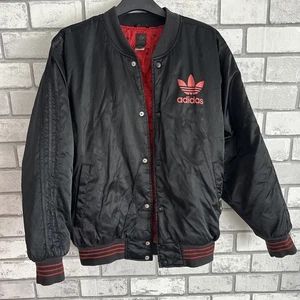 Giacca Bomber Vintage Adidas Trifoglio Raso Taglia L - Foto 1 di 15