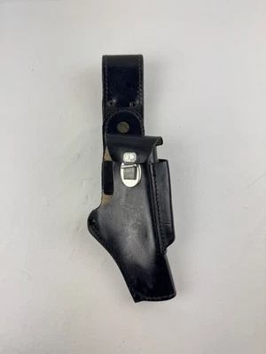 West German Police Walther PP PPK Black Leather Swivel Pistol Holster Vintage RH - Image 1 of 4