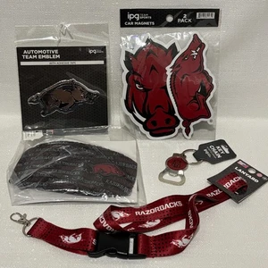 Arkansas Razorbacks Fan Lot - Schlüsselband, Schlüsselanhänger, Auto Magnete, Emblem, Gesichtsmaske - Bild 1 von 11